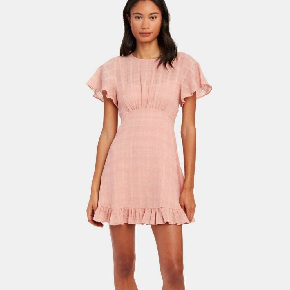 AUGUSTE THE LABEL Pia‎ Cotton Mini Dress - 6, 16 - Pink Women's  Flutter Sleeve